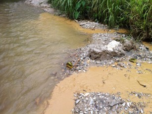 Point where effluent meets the Arima River