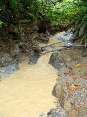 Waterfall of sediment from Guanapo quarry